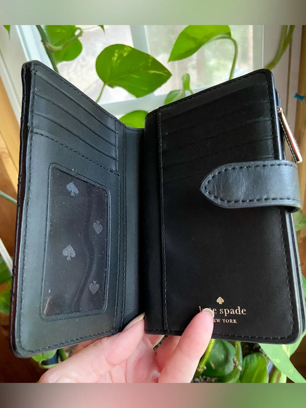 Kate Spade Carey Quilted Leather Medium Compact Bifold Wallet - Black Clean Girl